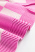 'Galena' Pink Checkered Sweater - Celes Fashion